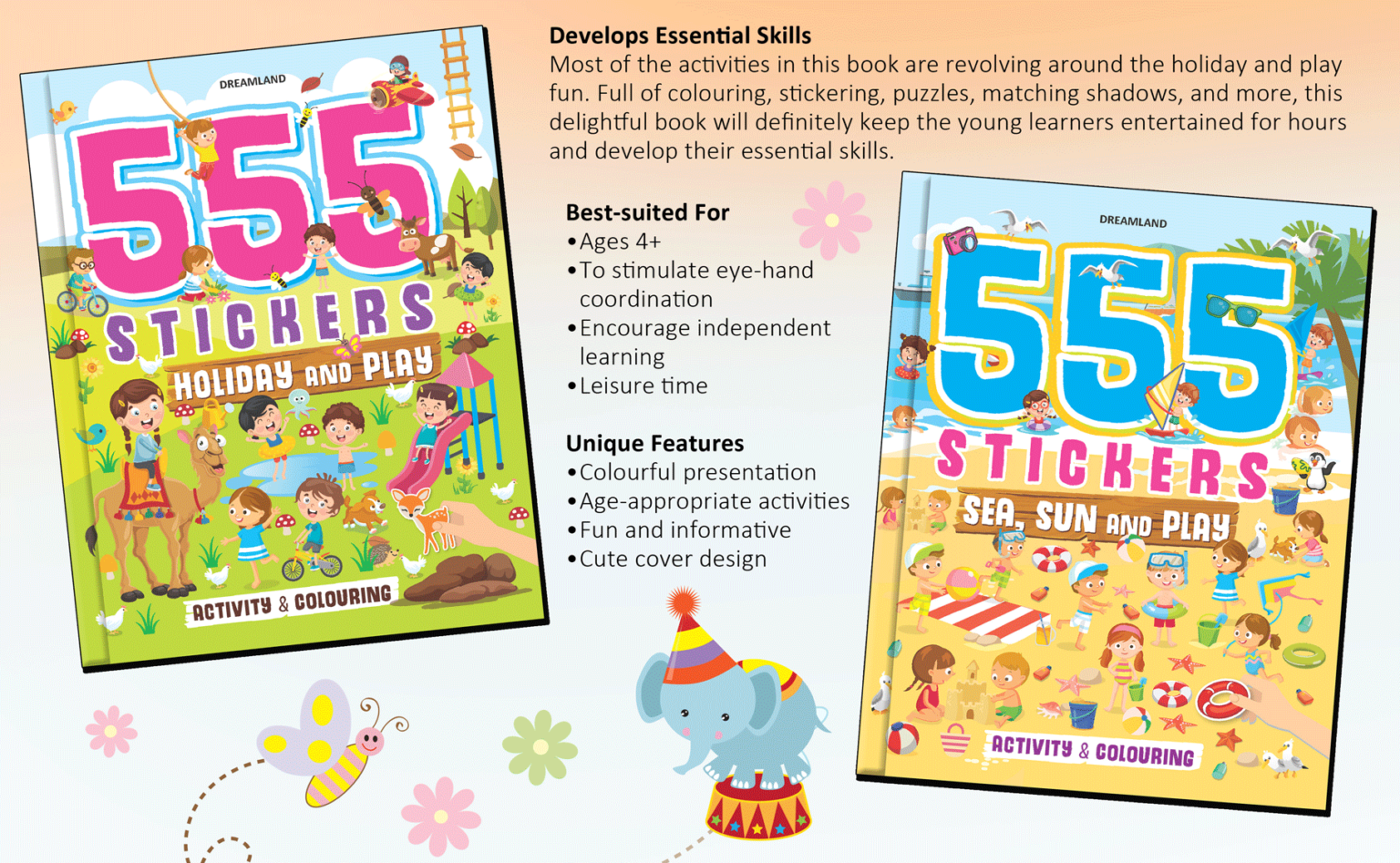 555 Stickers, Holiday and Play Activity and Colouring Book