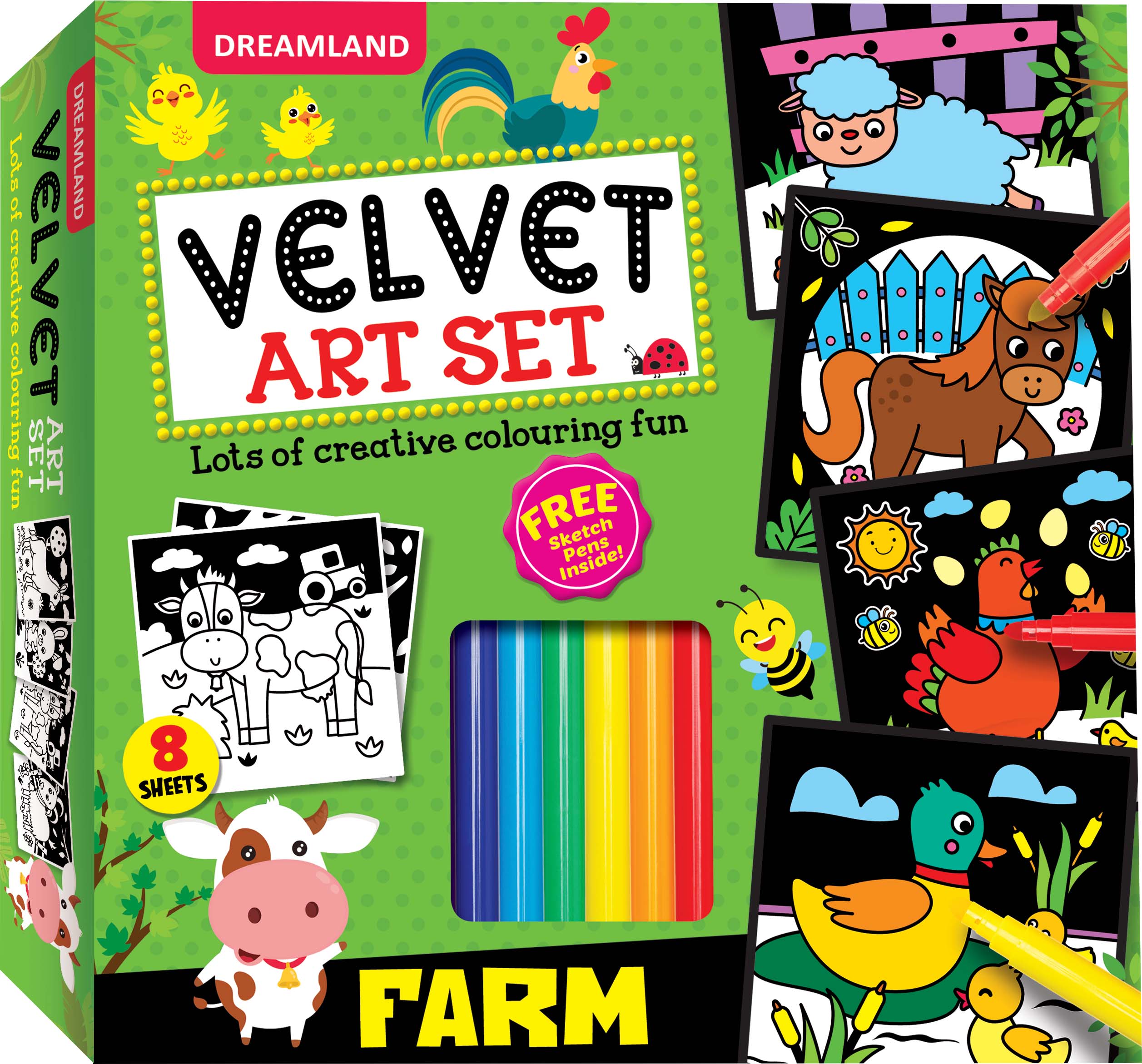 Farm – Velvet Art Set With 10 Free Sketch Pens